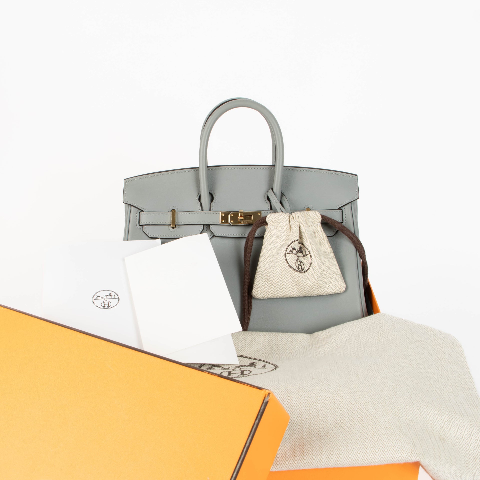 Hermès Birkin 25 Gris Pantin Swift PHW