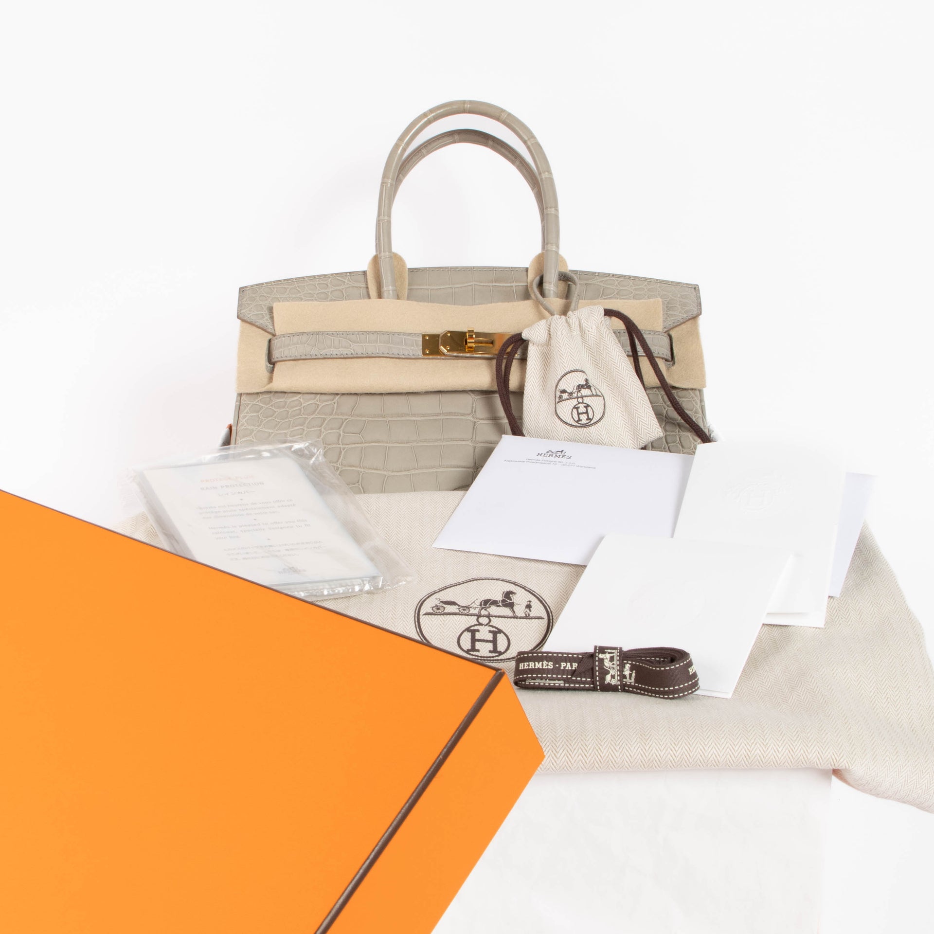 Hermès HSS Birkin 30 Gris Perle Matte Alligator GHW