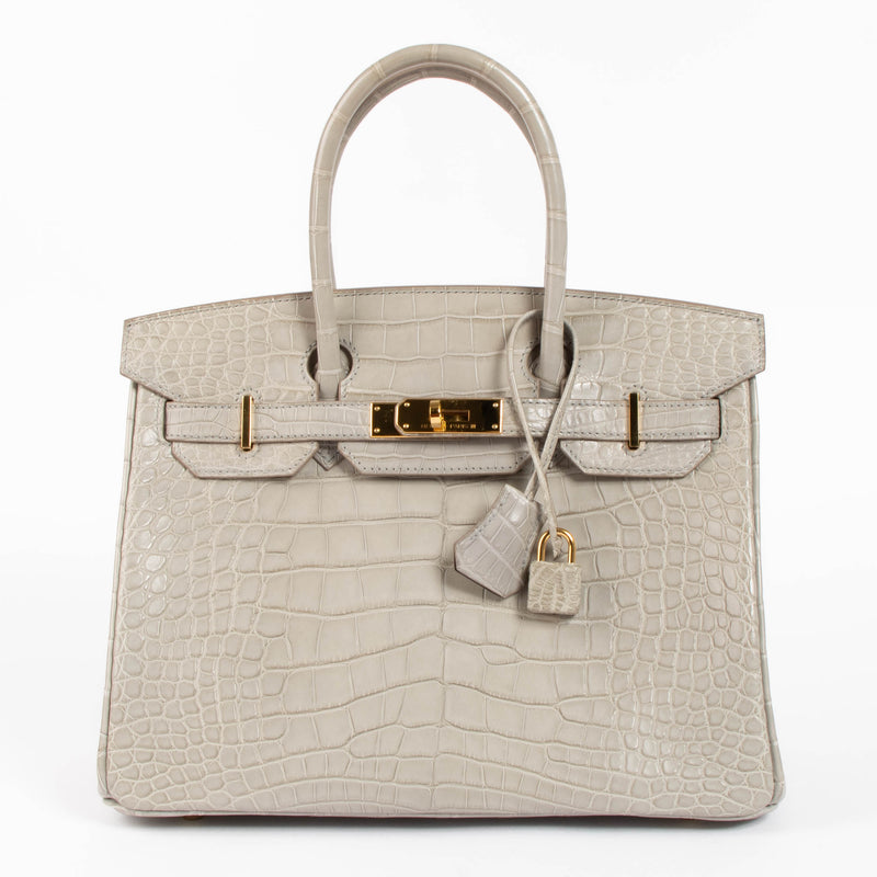 Hermès HSS Birkin 30 Gris Perle Matte Alligator GHW