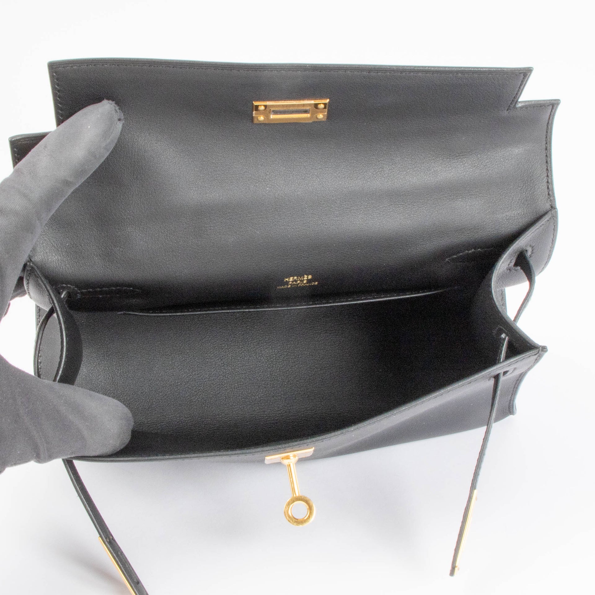 Hermès Kelly Mini Pochette Black Swift GHW