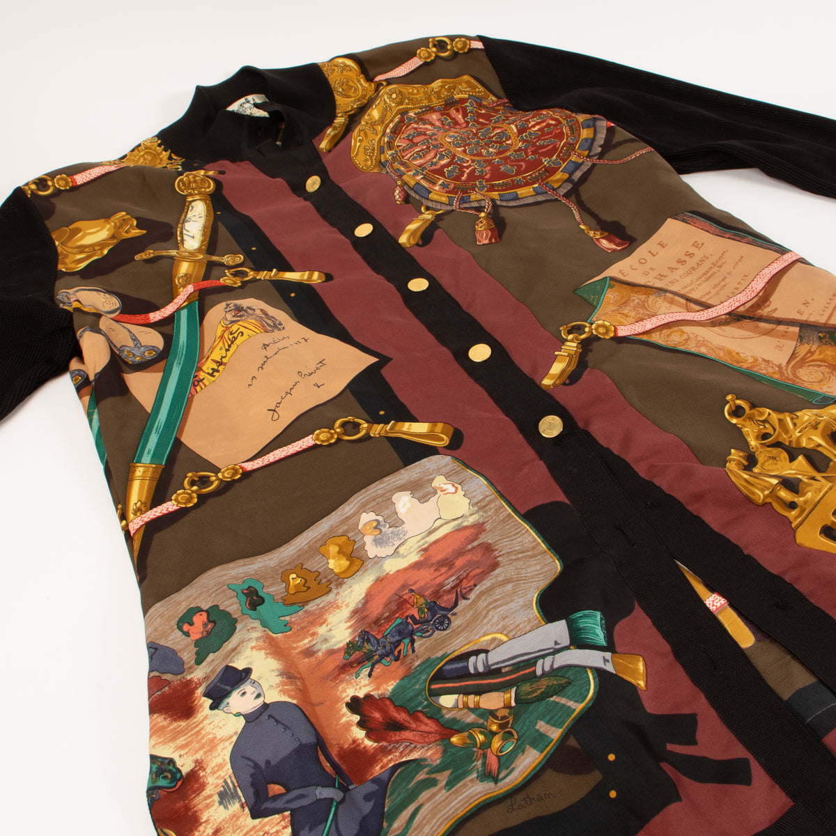 Shop this authentic Hermès Silk Memoires d'Hermès Cardigan - Size FR44 pre-loved on labellov.com