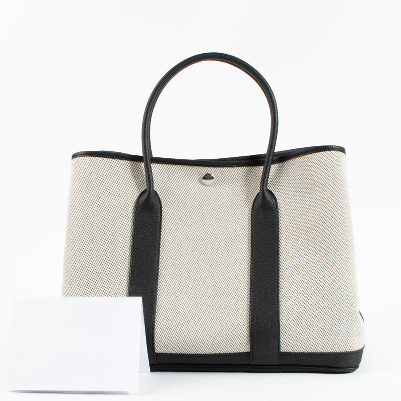 Hermès Garden Party 36 Ecru/Black Toile Twill/Negonda PHW