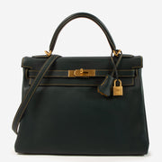 Shop this authentic Hermes HSS Kelly 32 Vert Cypress/Jaune Ambre Swift BGHW pre-loved on Labellov.com