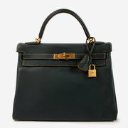 Shop this authentic Hermes HSS Kelly 32 Vert Cypress/Jaune Ambre Swift BGHW pre-loved on Labellov.com