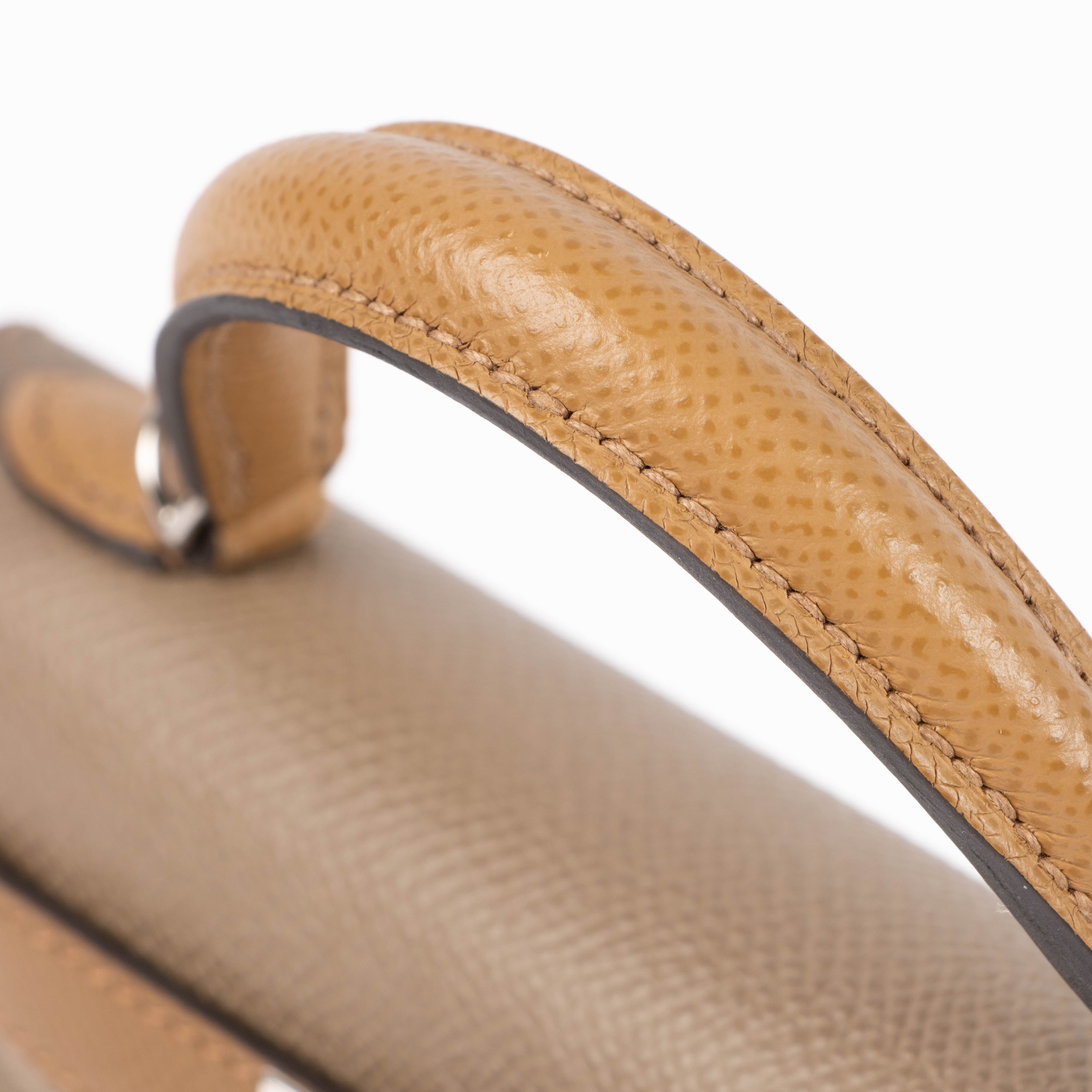 Hermès Kelly Mini II Tricolore Etoupe/Alezan/Biscuit Epsom PHW