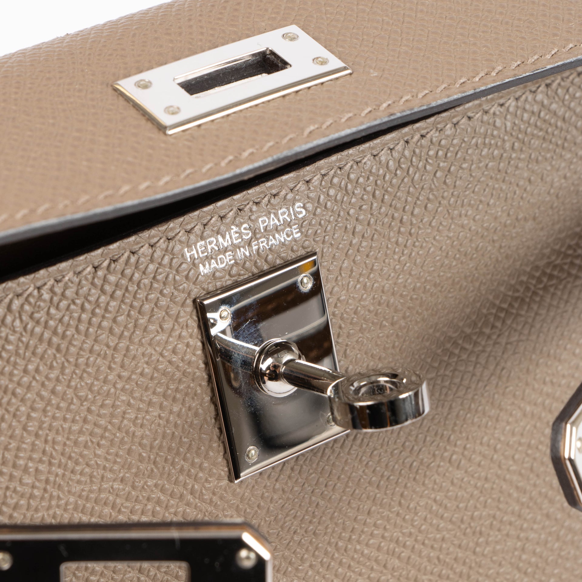 Hermès Kelly Mini II Tricolore Etoupe/Alezan/Biscuit Epsom PHW
