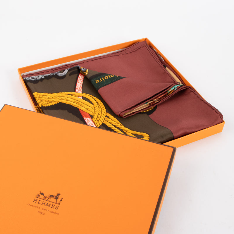 Hermes Bordeaux Silk Mémoire d'Hermes Carré 90 Scarf