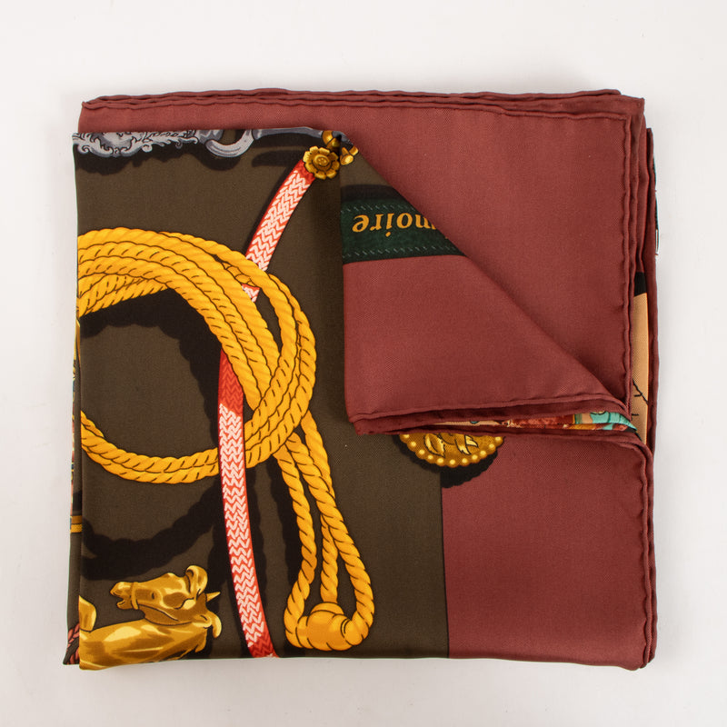 Hermes Bordeaux Silk Mémoire d'Hermes Carré 90 Scarf