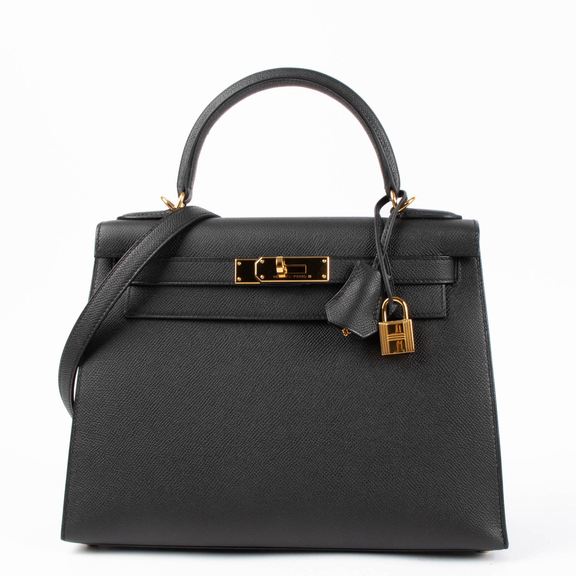 Hermes Kelly 28 Black Epsom GHW