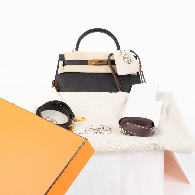 Hermes Kelly 28 Black Epsom GHW