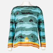 Shop this authentic Hermès Cotton Feux de Route Aperçus La Nuit En Mer Long Sleeve T-Shirt pre-loved on Labellov.com