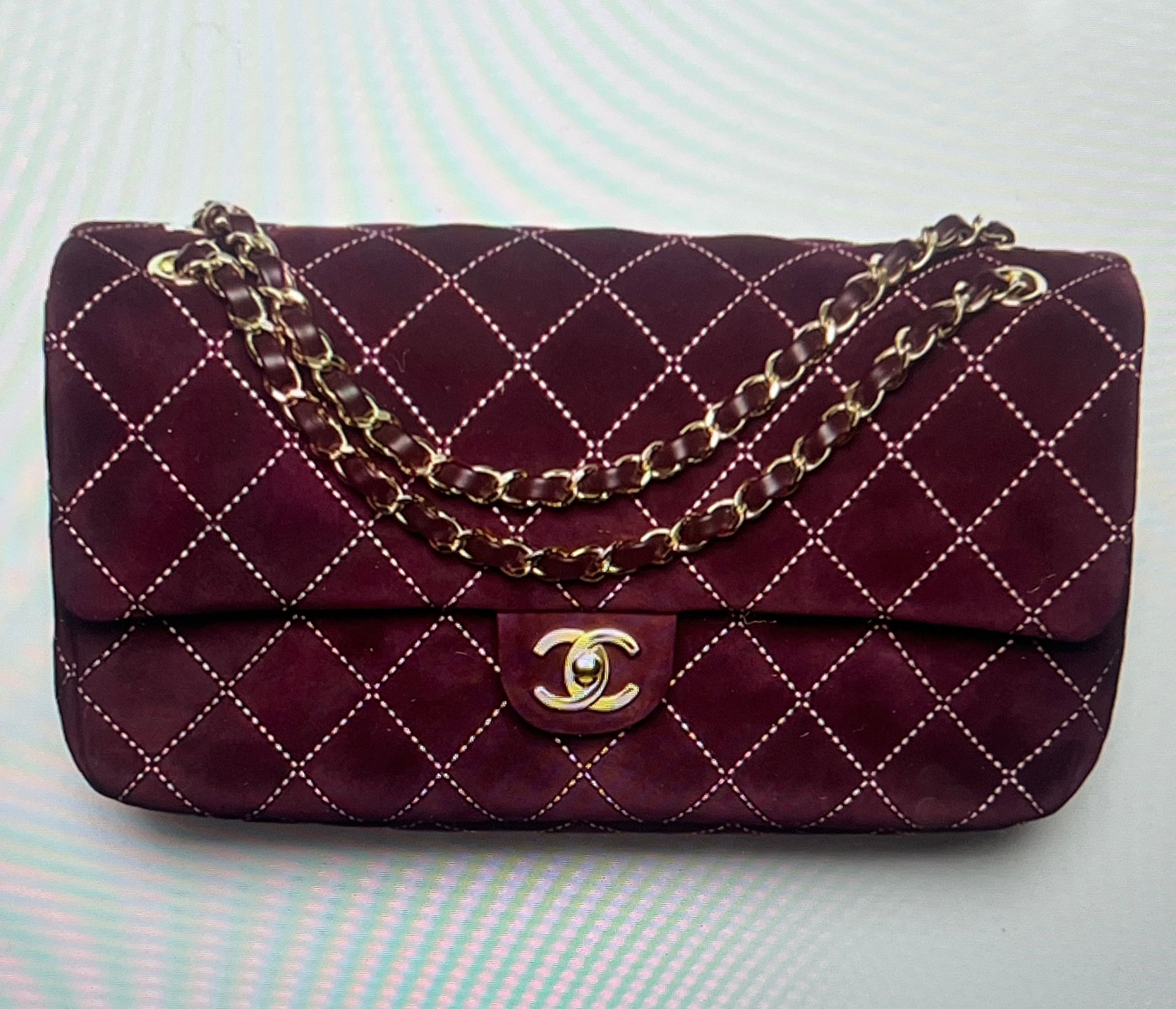 Chanel Maxi Flap burgundy suede