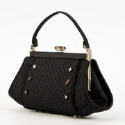 Shop this authentic Judith Leiber Black Satin Frame Clutch pre-loved on Labellov.com