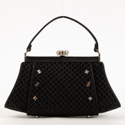 Shop this authentic Judith Leiber Black Satin Frame Clutch pre-loved on Labellov.com