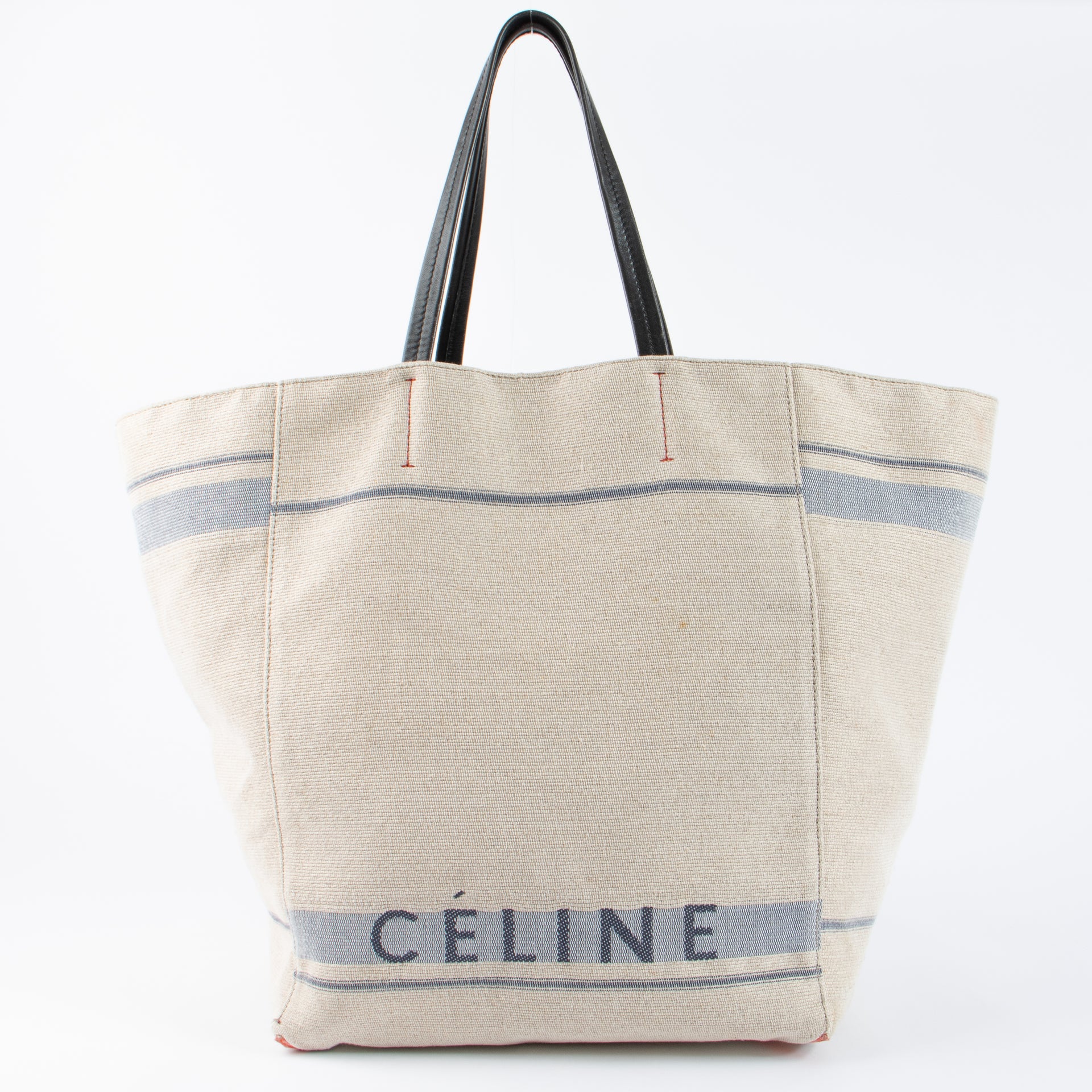 Celine Grey Canvas Logo Medium Cabas Phantom Bag