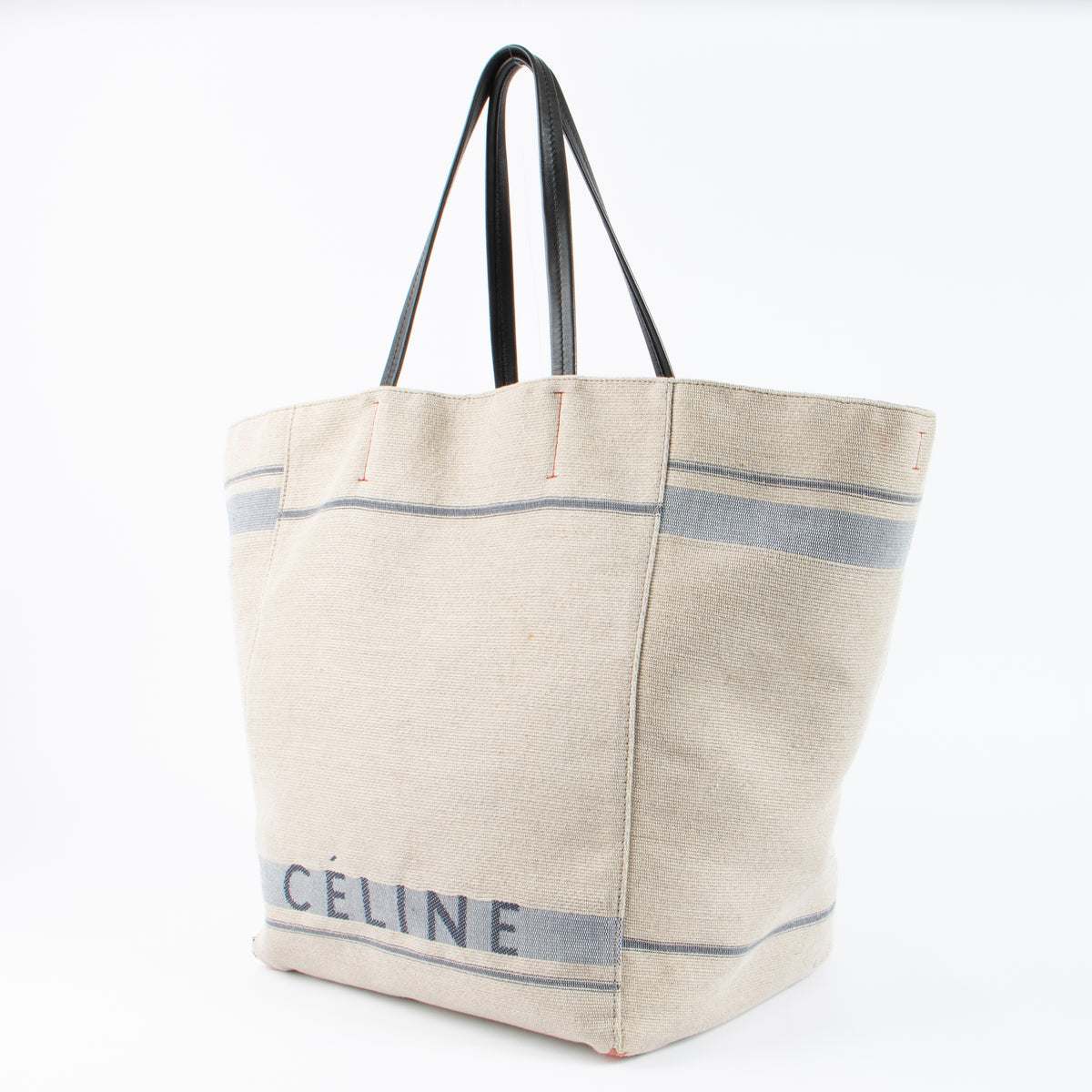 Celine Grey Canvas Logo Medium Cabas Phantom Bag