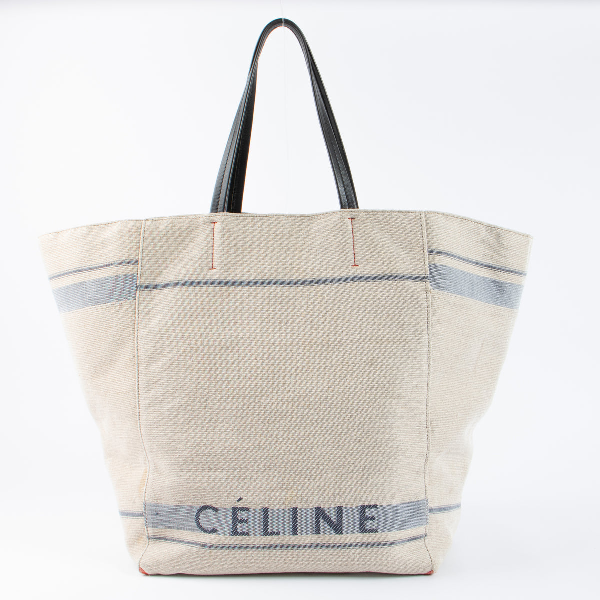 Celine Grey Canvas Logo Medium Cabas Phantom Bag