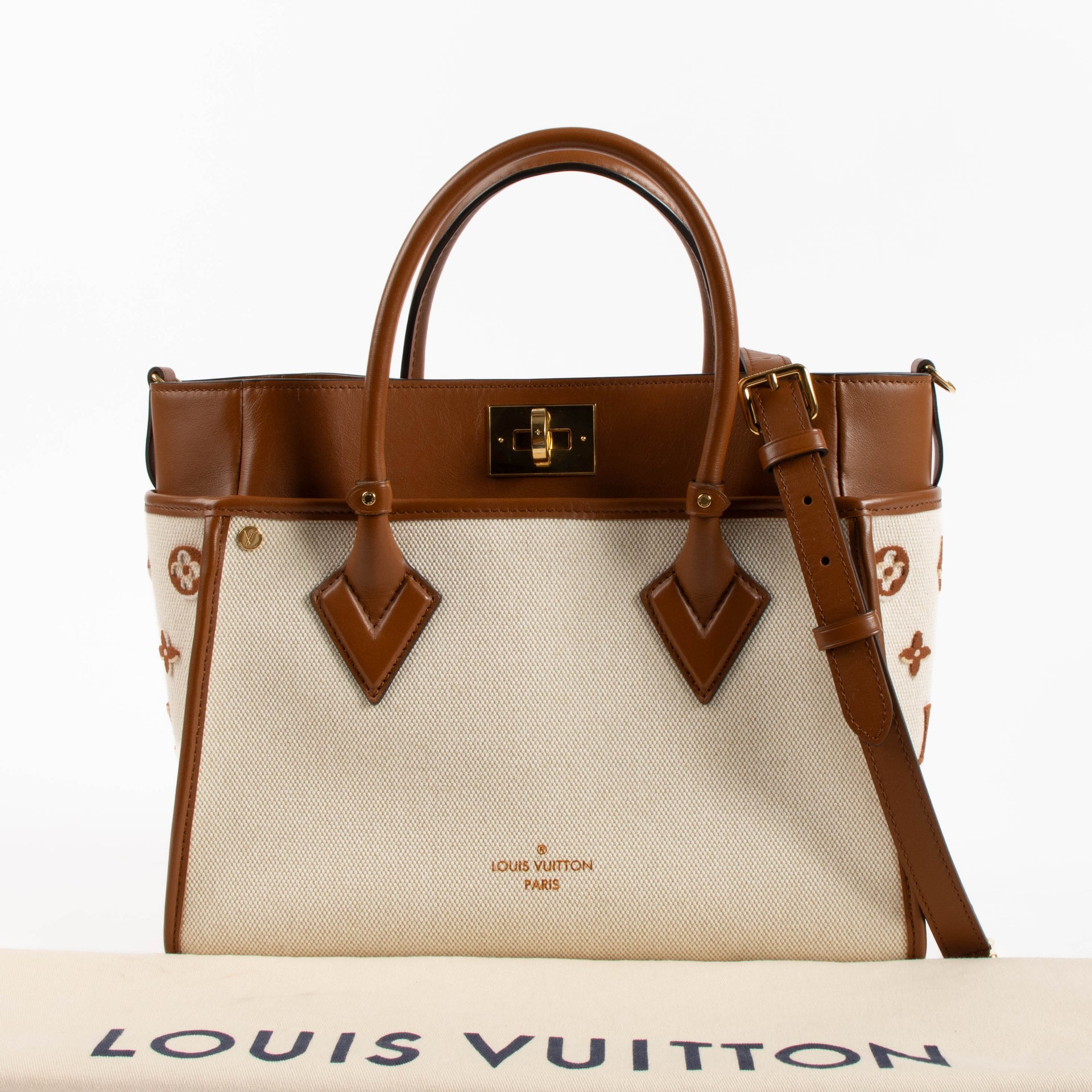 Louis Vuitton Tan Canvas On My Side MM Bag