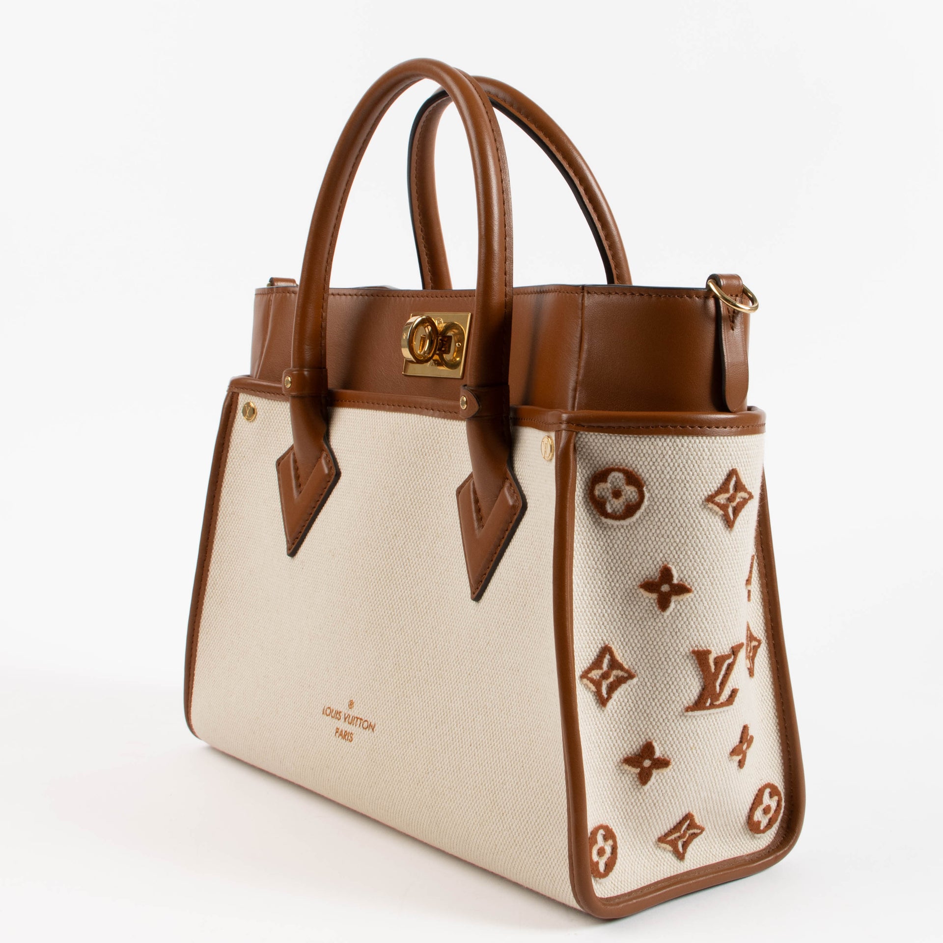 Louis Vuitton Tan Canvas On My Side MM Bag