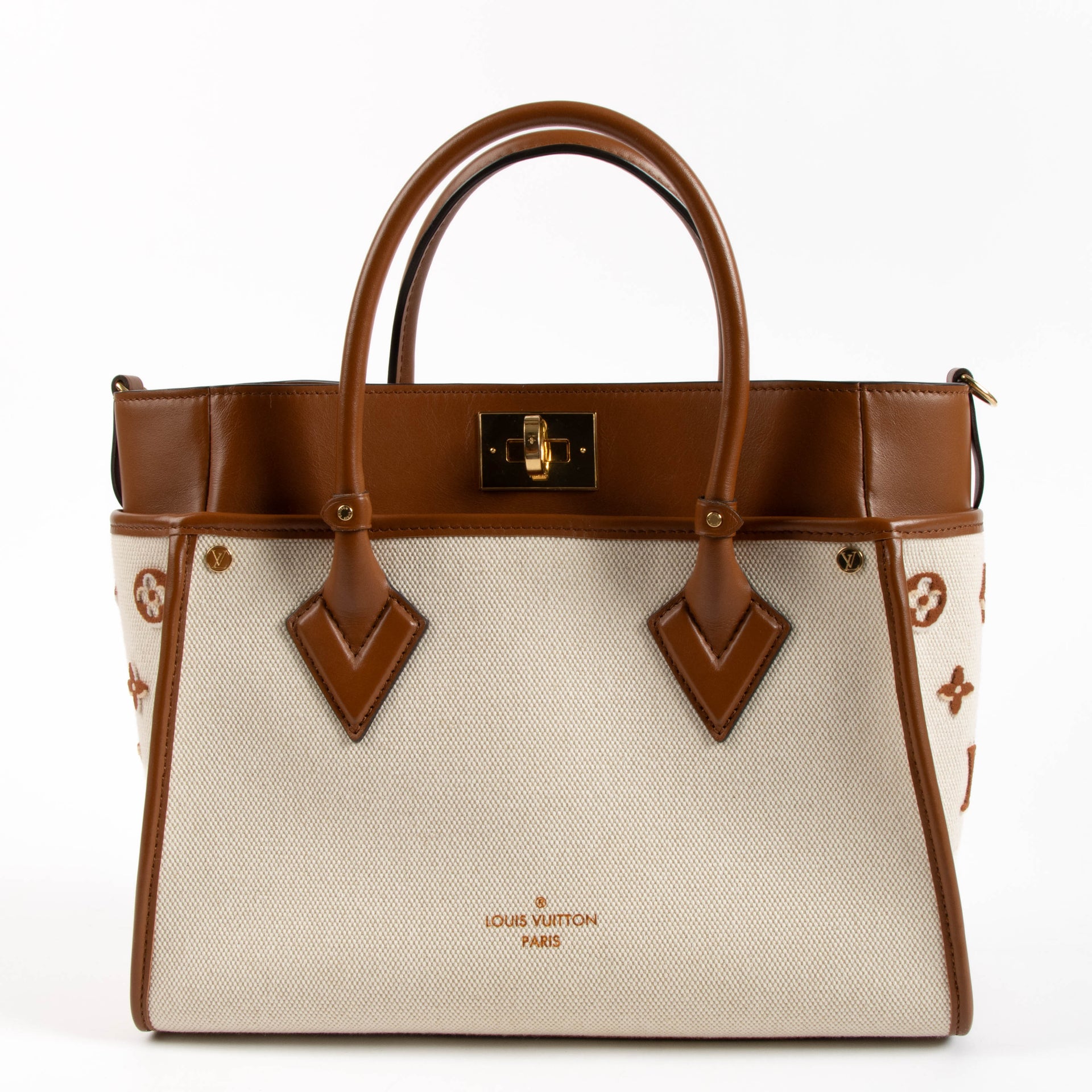Louis Vuitton Tan Canvas On My Side MM Bag