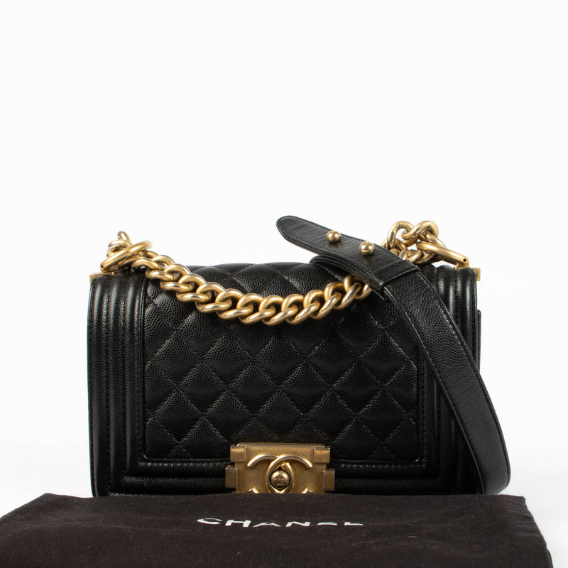 Shop this 100% authentic Chanel Black Caviar Small Boy Chanel Bag at Labellov.com