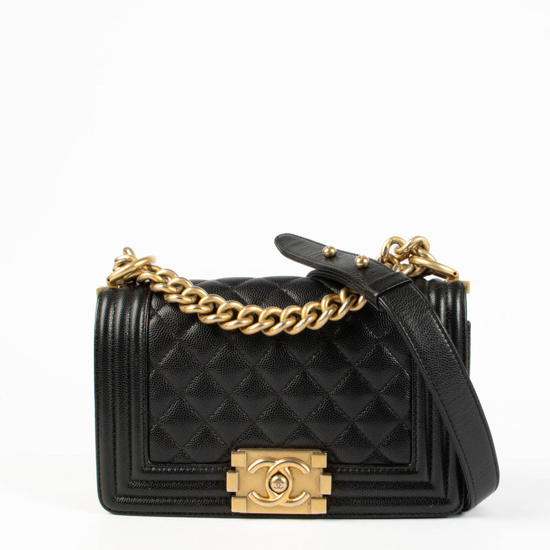 Shop this 100% authentic Chanel Black Caviar Small Boy Chanel Bag at Labellov.com