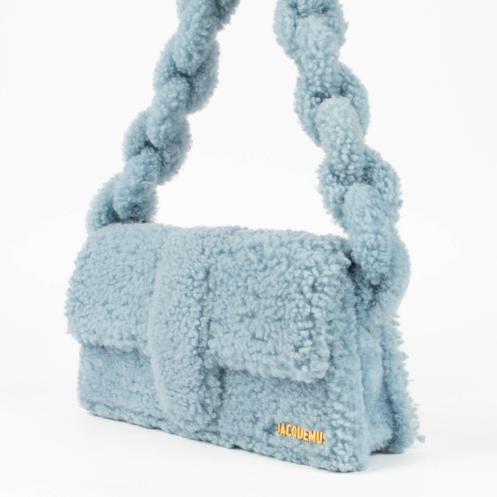 Jacquemus Light Blue Shearling Bambidou Bag