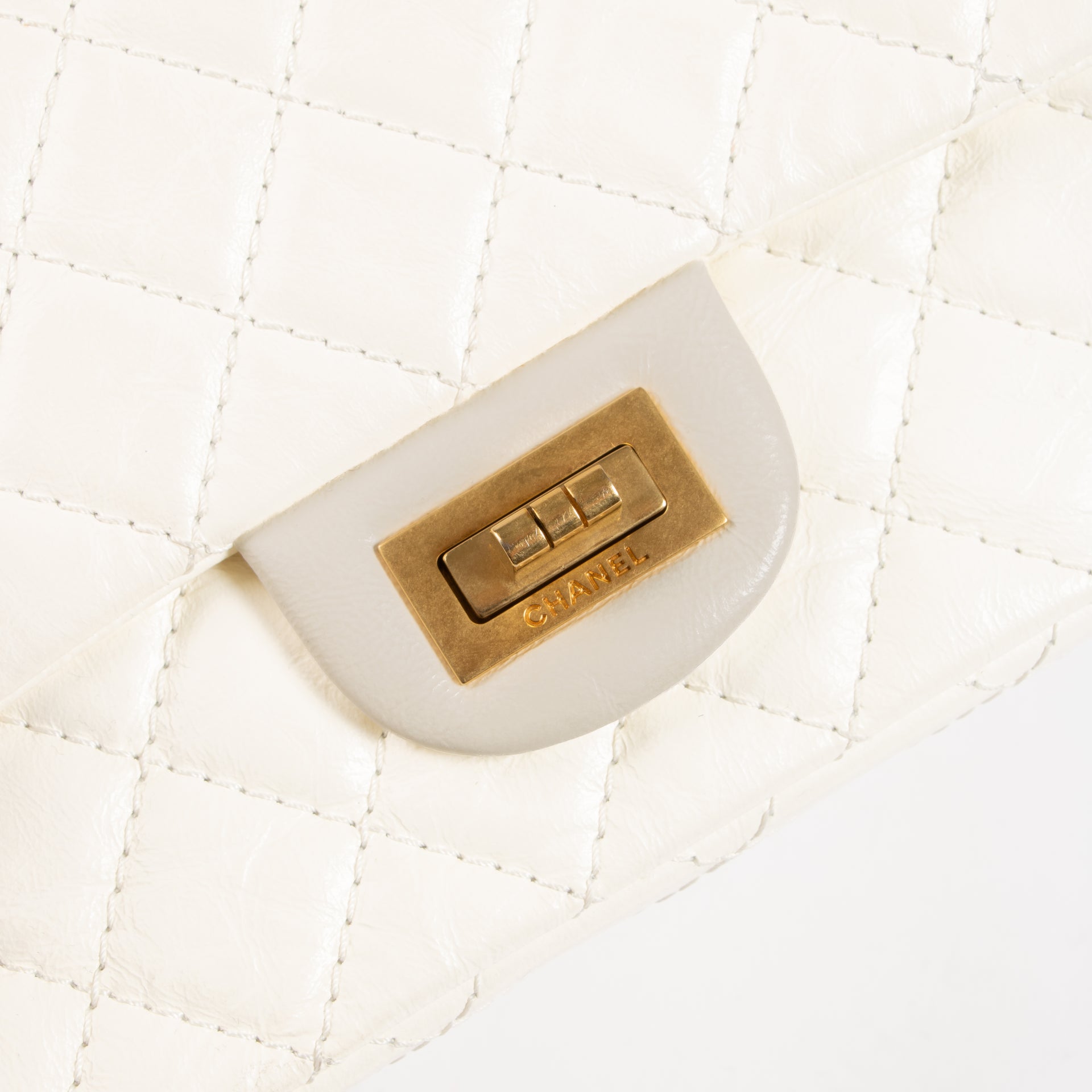 Chanel White Aged Calfskin Reissue 2.55 Mini Handbag
