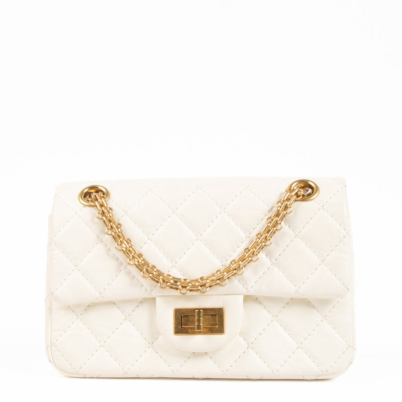 Chanel White Aged Calfskin Reissue 2.55 Mini Handbag