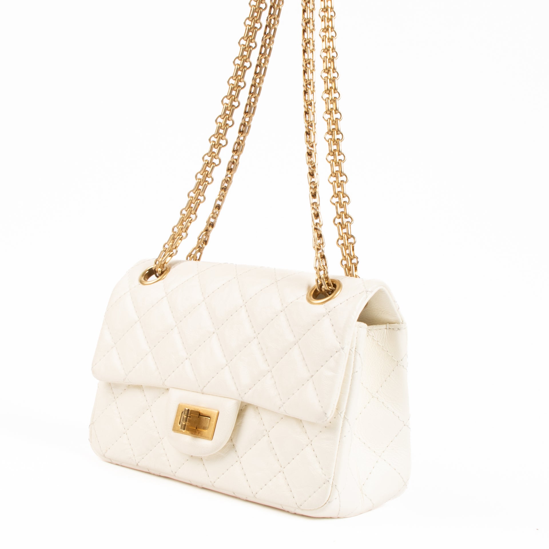 Chanel White Aged Calfskin Reissue 2.55 Mini Handbag