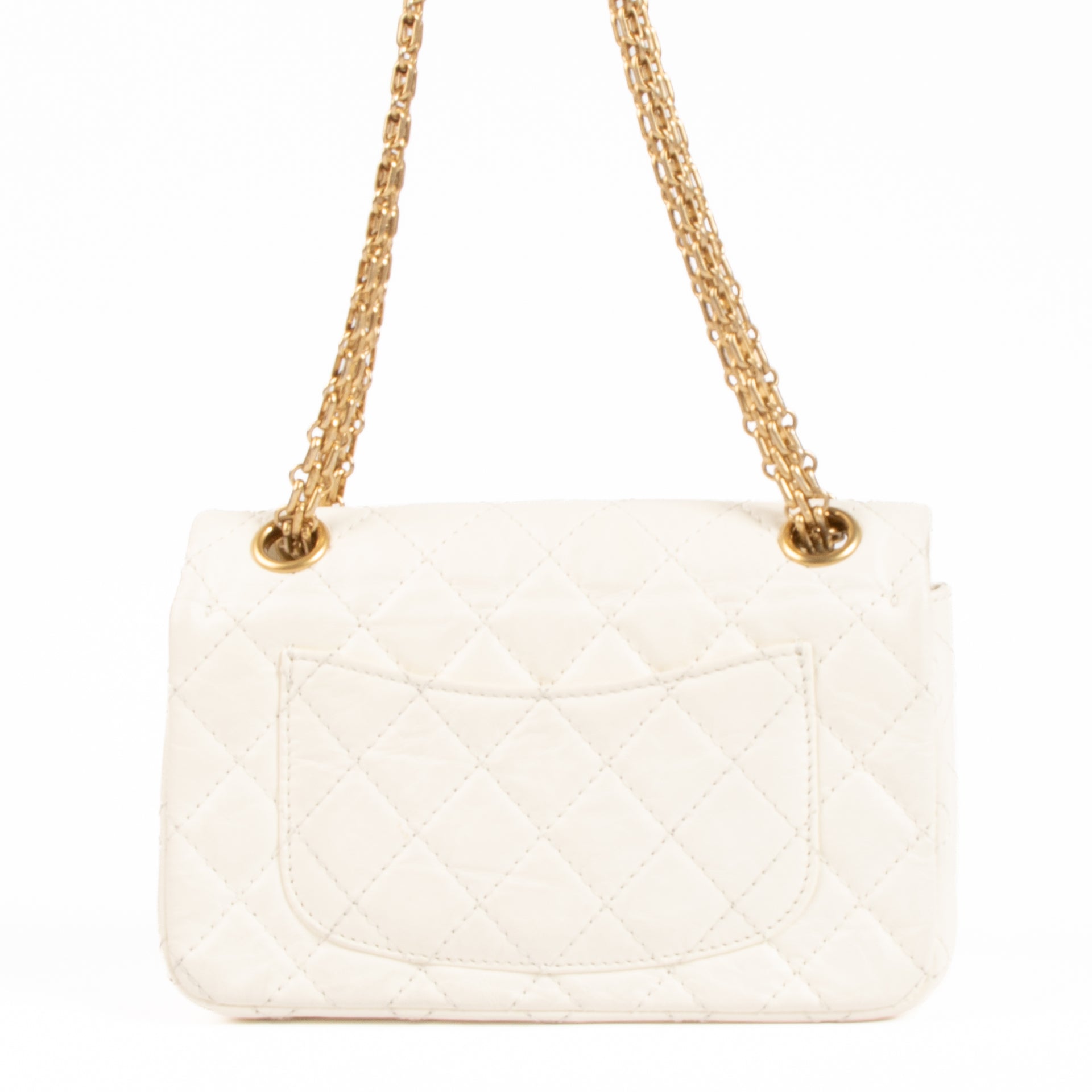 Chanel White Aged Calfskin Reissue 2.55 Mini Handbag