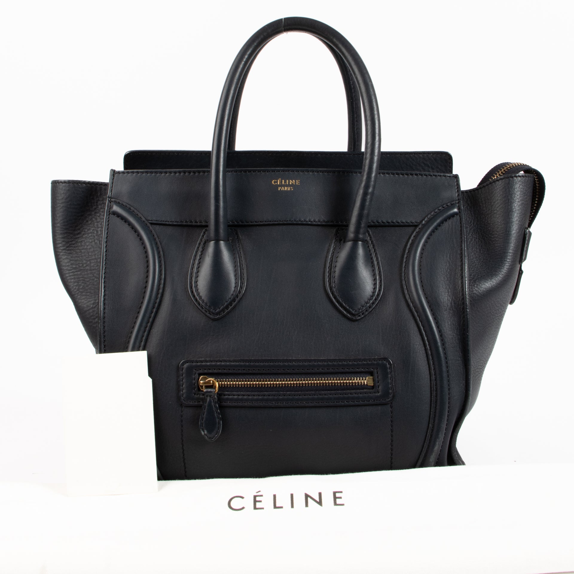 Celine Blue Leather Luggage Mini Tote Bag