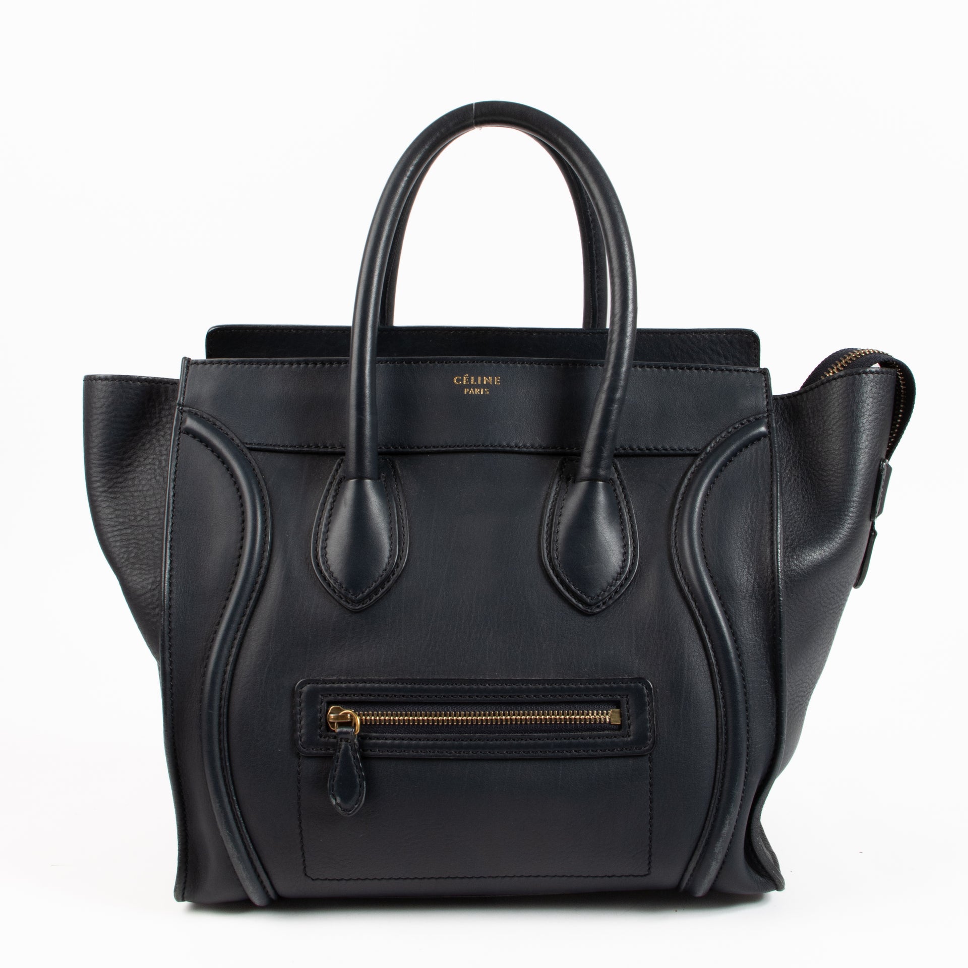 Celine Blue Leather Luggage Mini Tote Bag