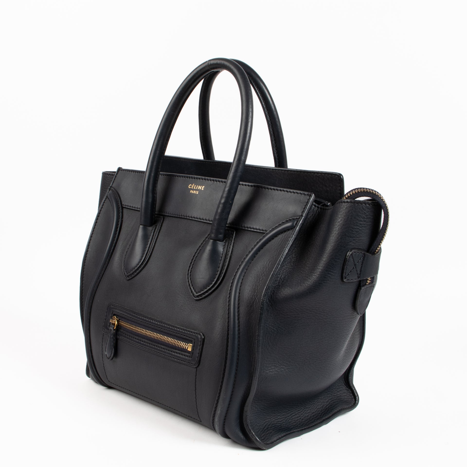 Celine Blue Leather Luggage Mini Tote Bag