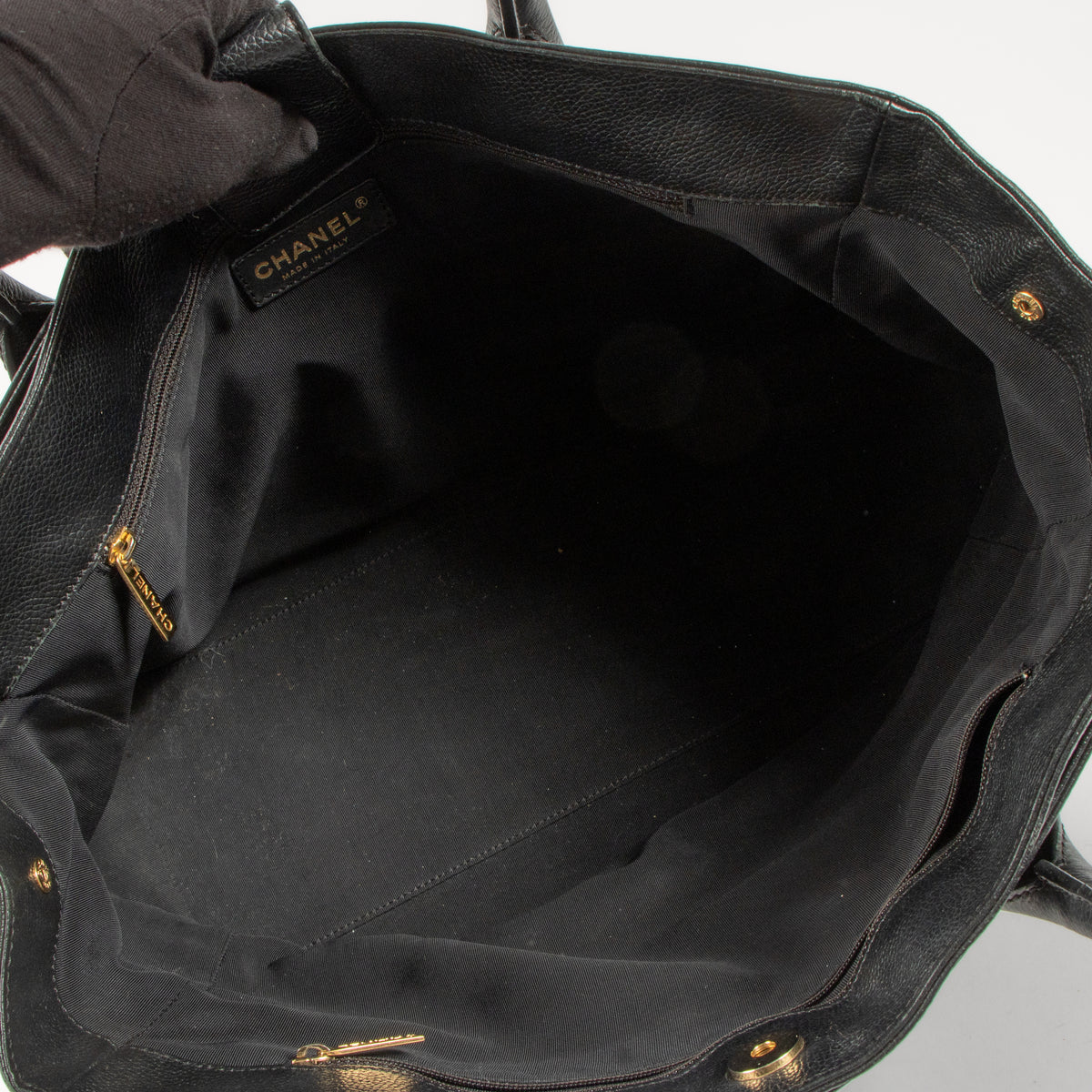 Shop this authentic Chanel Black Leather Medium Executive Tote Bag pre-loved on Labellov.com 