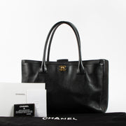 Shop this authentic Chanel Black Leather Medium Executive Tote Bag pre-loved on Labellov.com 