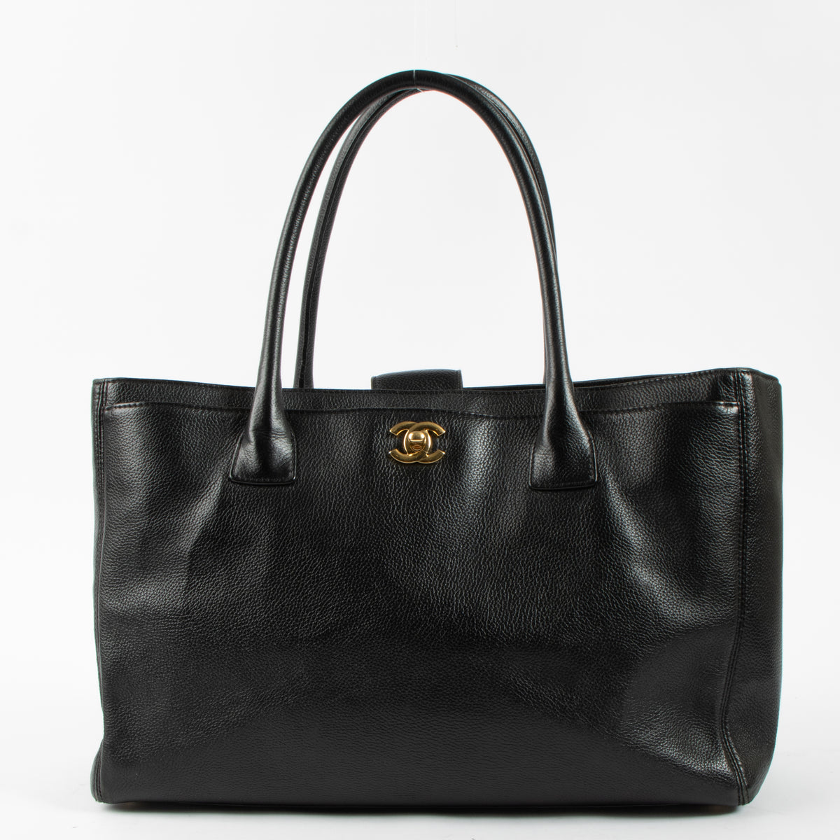 Shop this authentic Chanel Black Leather Medium Executive Tote Bag pre-loved on Labellov.com 
