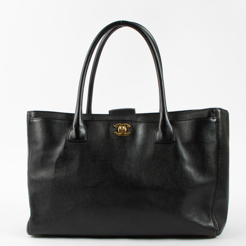 Shop this authentic Chanel Black Leather Medium Executive Tote Bag pre-loved on Labellov.com 
