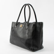 Shop this authentic Chanel Black Leather Medium Executive Tote Bag pre-loved on Labellov.com 