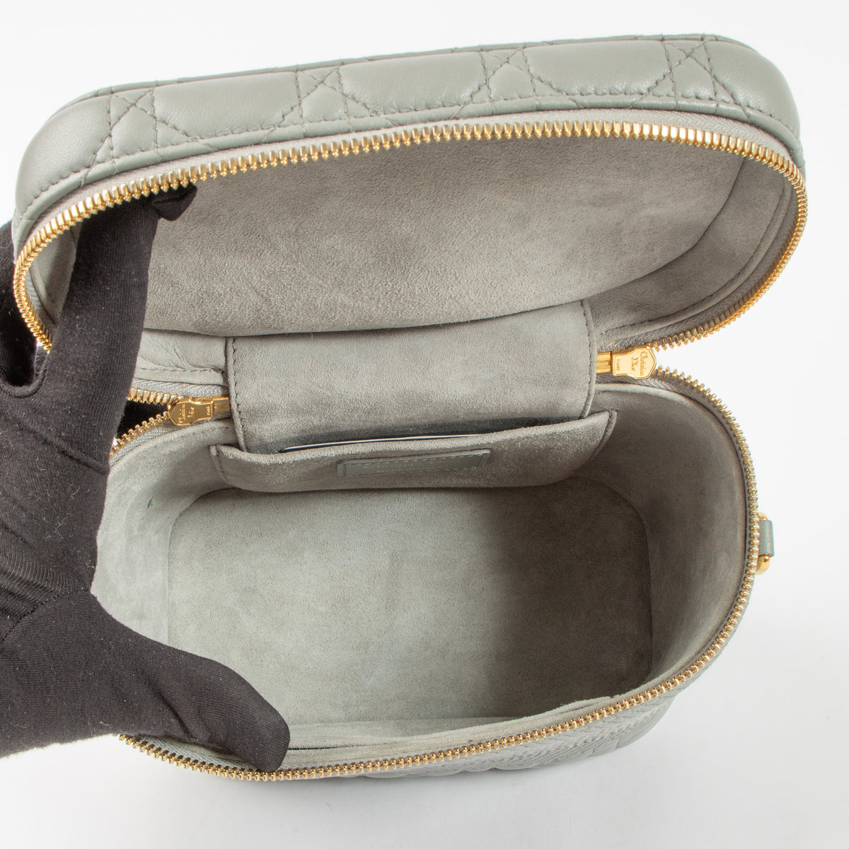 Shop the authentic Christian Dior Grey Cannage Diortravel Small Vanity Bag at Labellov.com