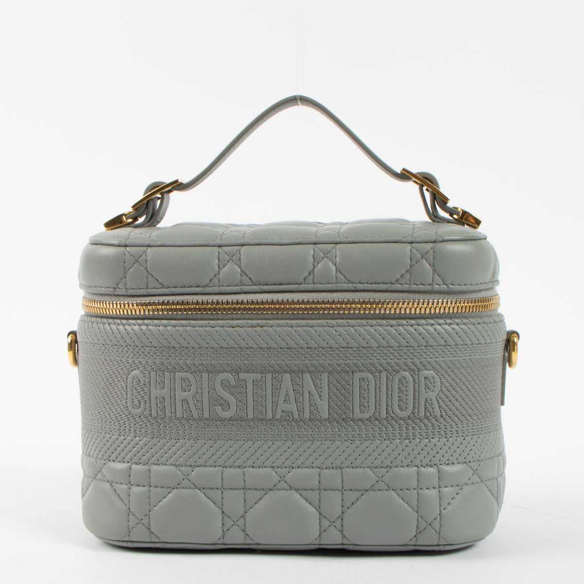 Shop the authentic Christian Dior Grey Cannage Diortravel Small Vanity Bag at Labellov.com