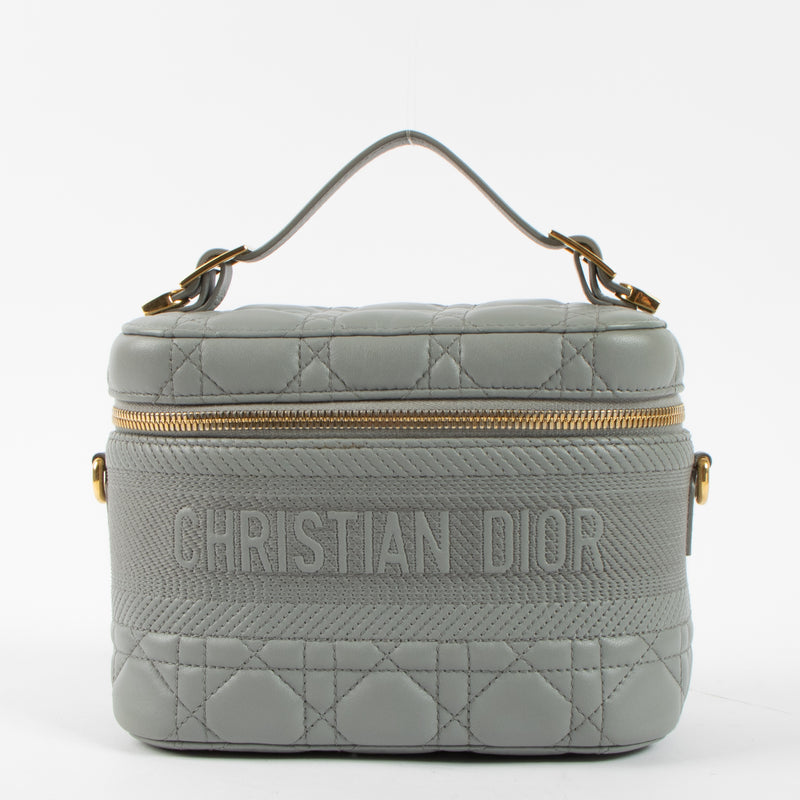 Shop the authentic Christian Dior Grey Cannage Diortravel Small Vanity Bag at Labellov.com