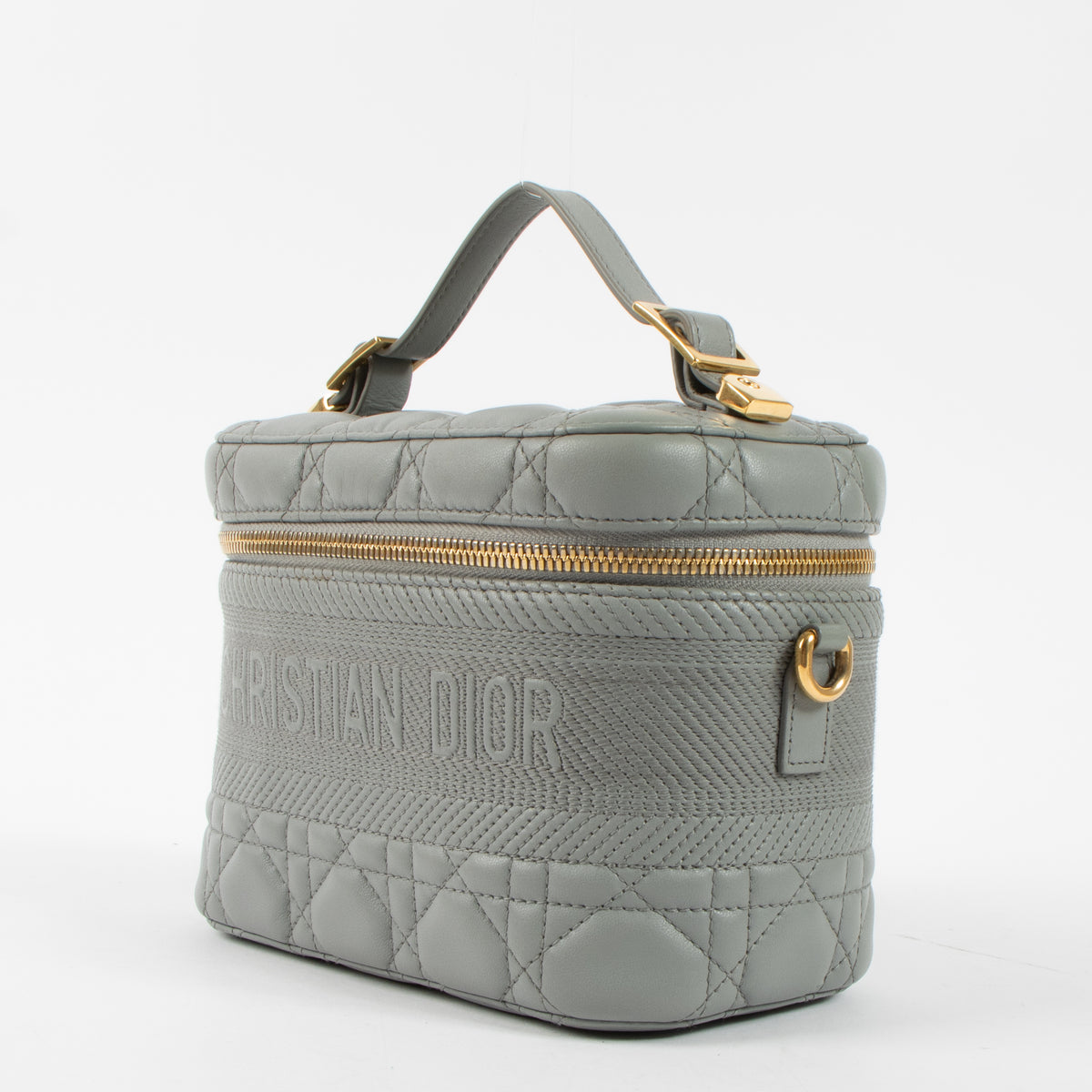 Shop the authentic Christian Dior Grey Cannage Diortravel Small Vanity Bag at Labellov.com