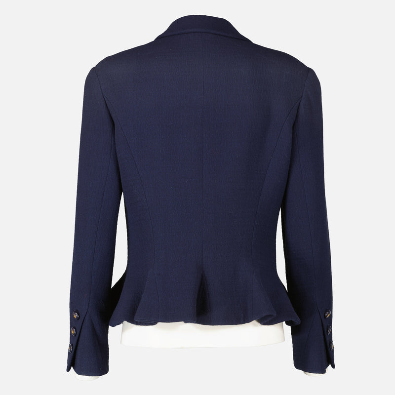 Shop this authentic Chanel 94P Blue Tweed Jacket Size FR40 pre-loved on Labellov.com