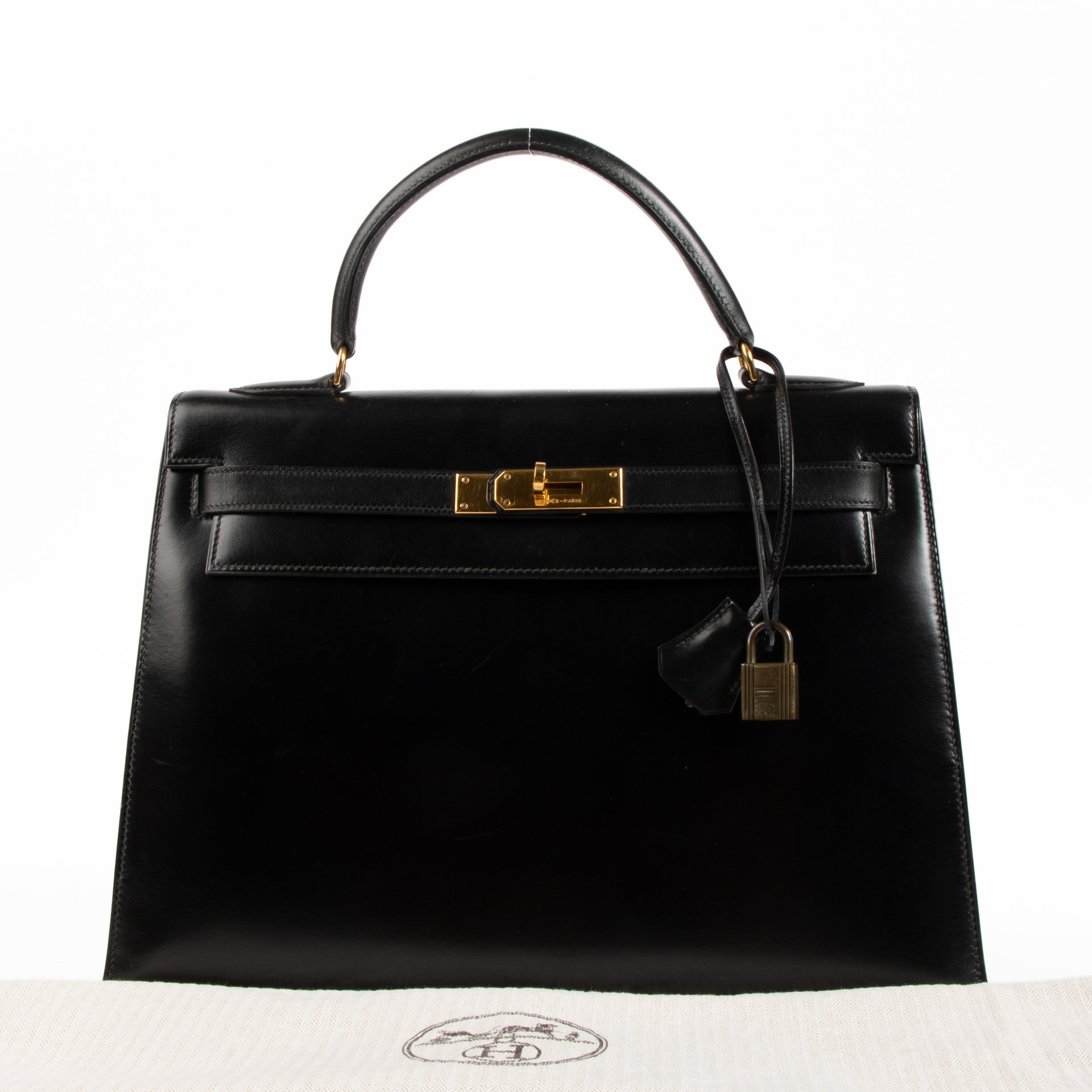 Hermès Vintage Kelly 32 Black Box GHW