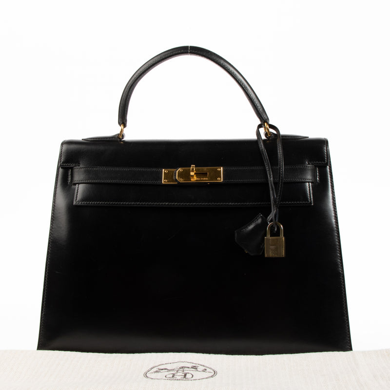 Hermès Vintage Kelly 32 Black Box GHW