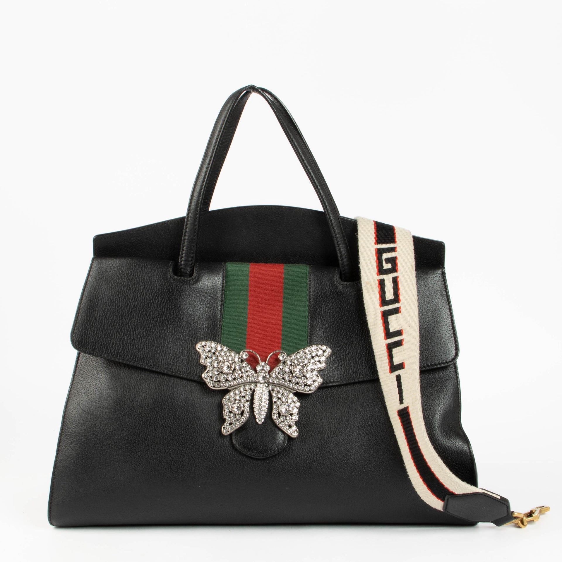 Shop this 100% authentic Gucci Black Crystal Butterfly Large Linea Totem Bag at Labellov.com