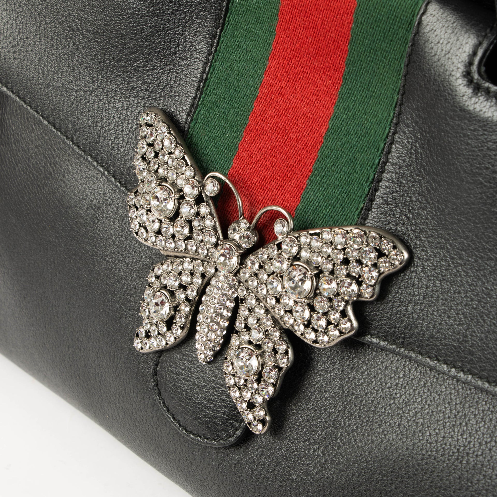 Shop this 100% authentic Gucci Black Crystal Butterfly Large Linea Totem Bag at Labellov.com
