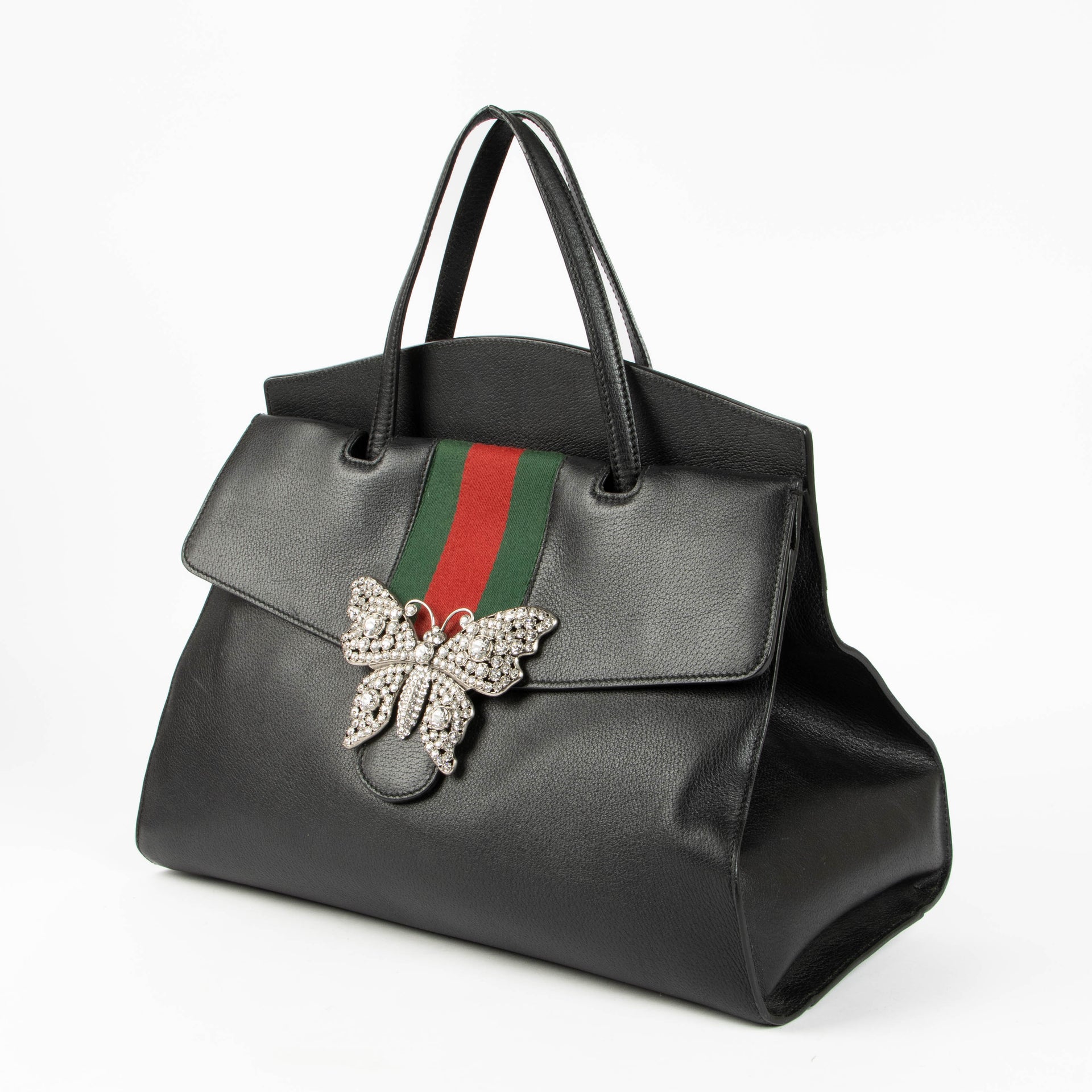 Shop this 100% authentic Gucci Black Crystal Butterfly Large Linea Totem Bag at Labellov.com