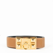 Shop the authentic Hermes Gold Leather Reversible Belt second hand on Labellov.com